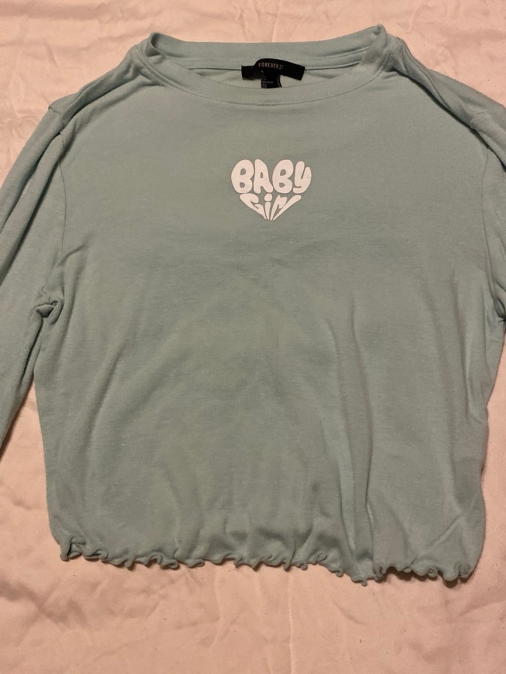 Forever 21 Mint Green Crew Neck Top with Tag Detail